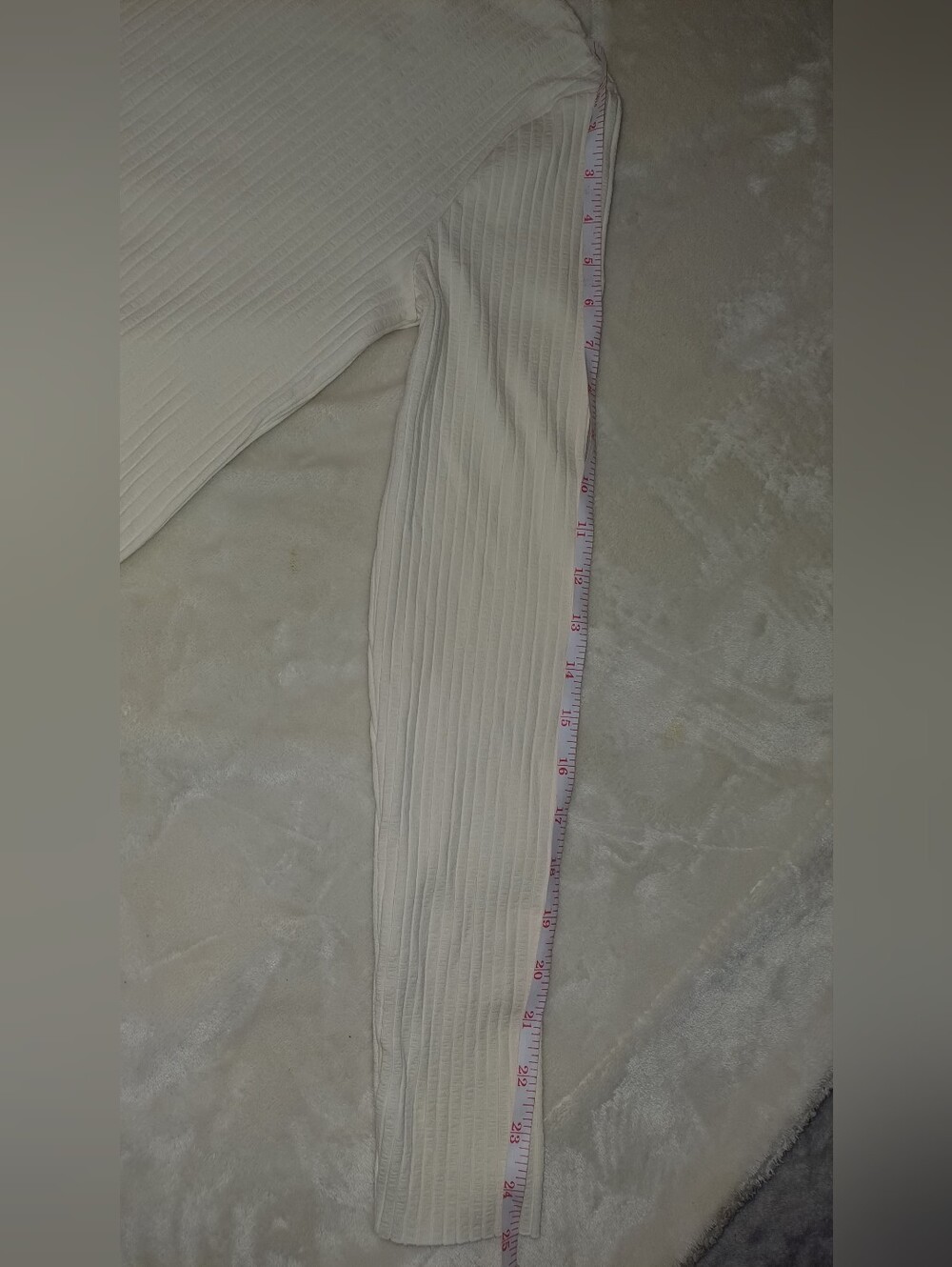 ZARA Ribbed Turtleneck Crop Sweater/Or Long Sleeve Top Cream Size L NWT - Picture 8 of 10